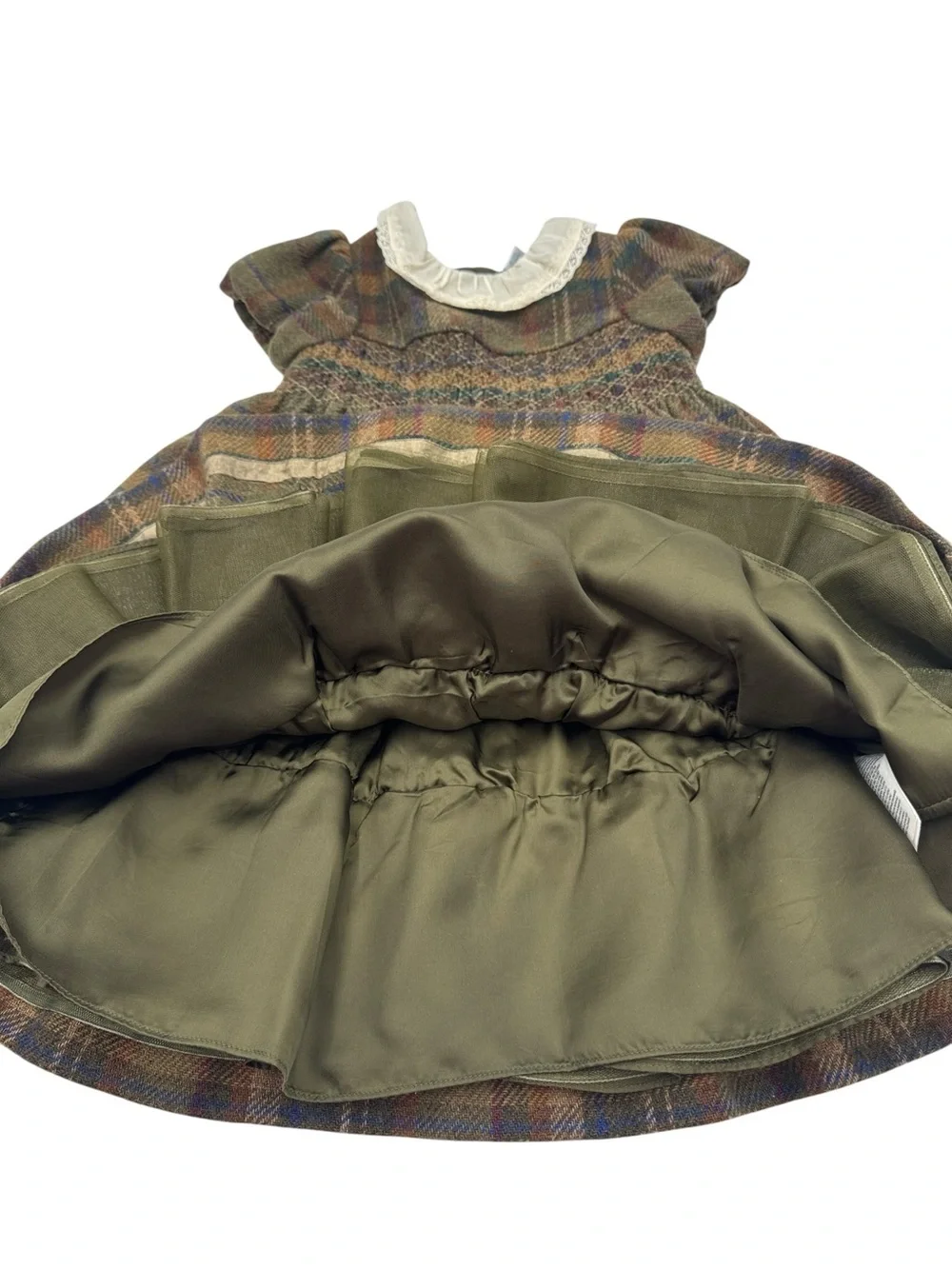 Ralph Lauren Plaid Smocked Wool Blend Dress and Bloomer Set Size 24M